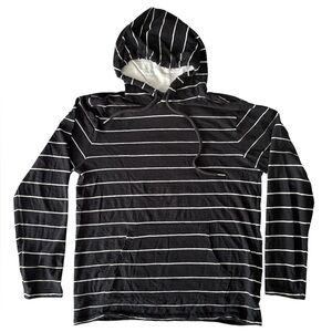 Old Navy Black and White Striped Hoodie Medium